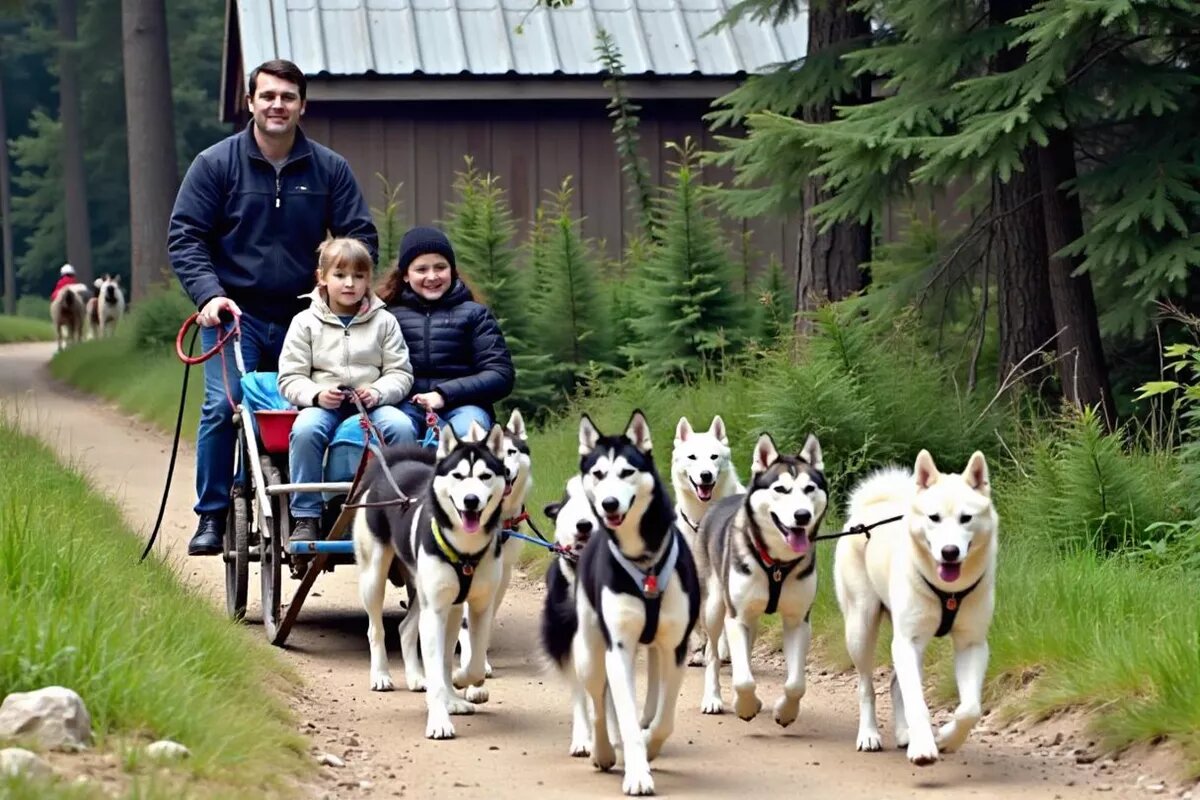 На собачьих упряжках можно кататься не только зимой, но и летом. Такие ездовые устройства называются бесснежными, или драйленд.
Фото: freepik