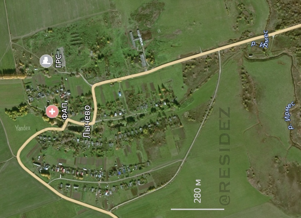 Спутниковый снимок Лычево, наши дни