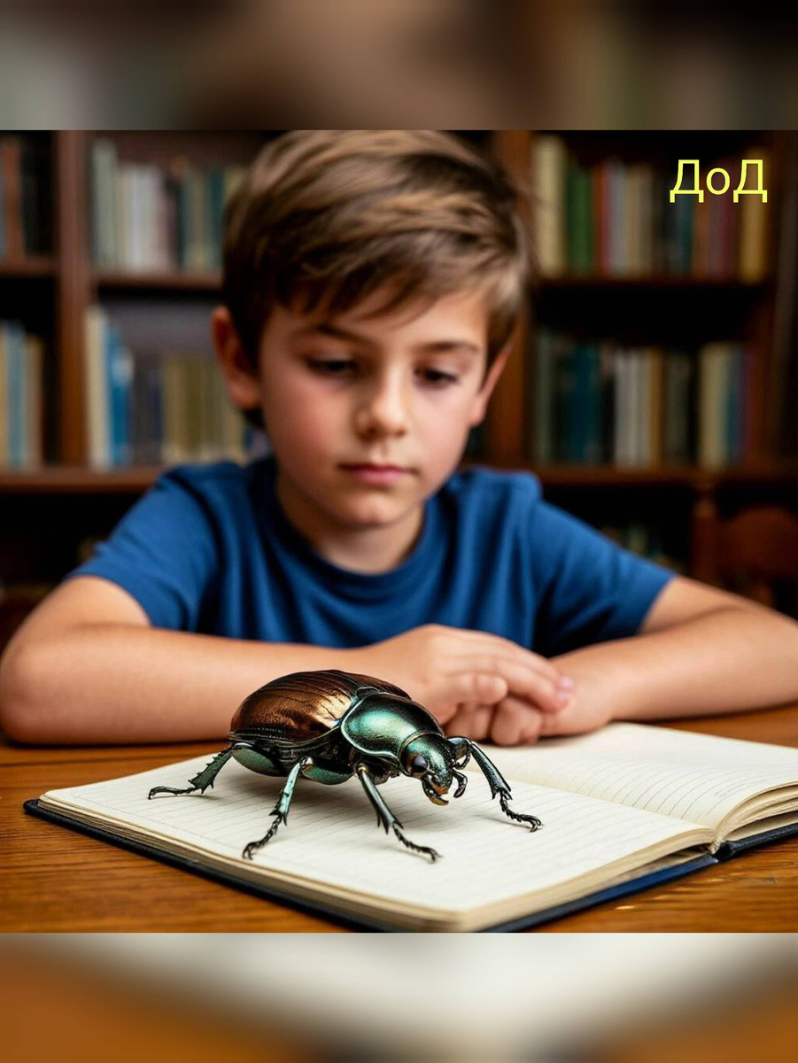 Бронзовка расправила крылышки и взлетела над тетрадью