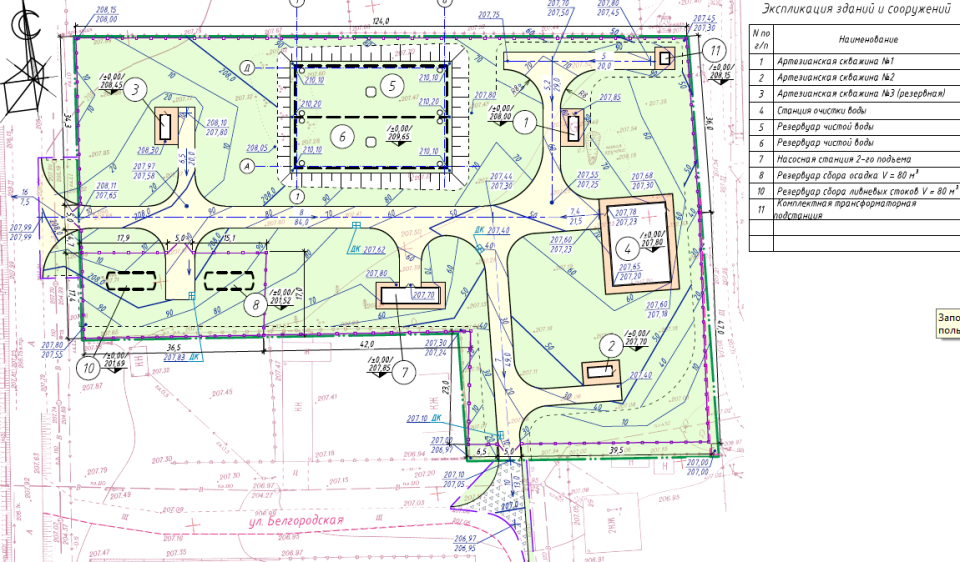    Схема размещения зданий и сооружений на участке. Источник: "Коммунпроект"