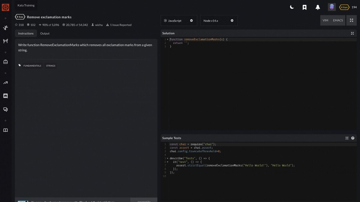 Пример задачи на Codewars. Источник