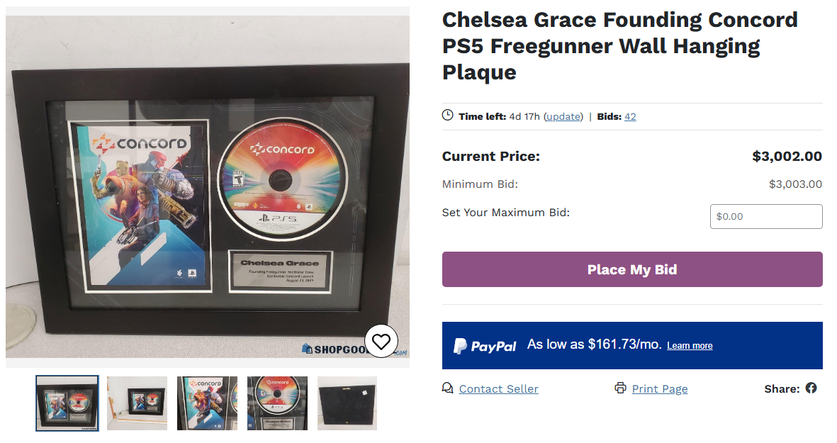    Артефакт эпохи. Памятную табличку в честь релиза Concord выставили на аукцион