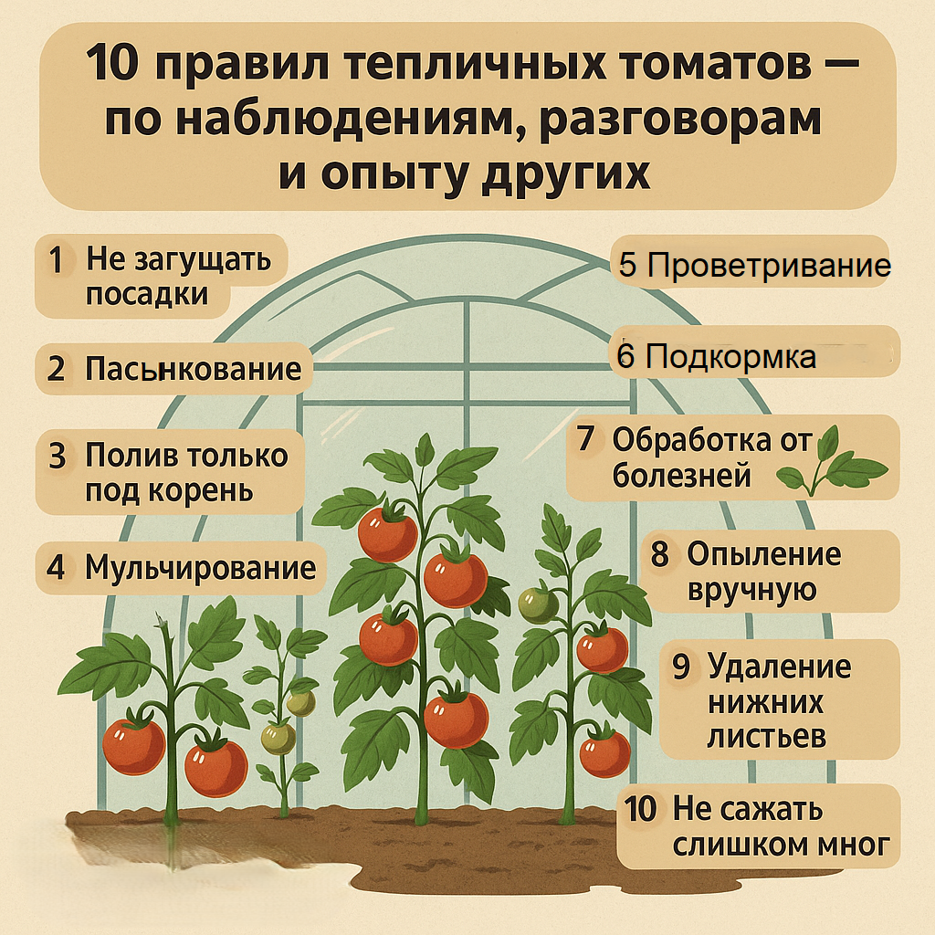 10 правил для тех, кто выращивает томаты в теплице 