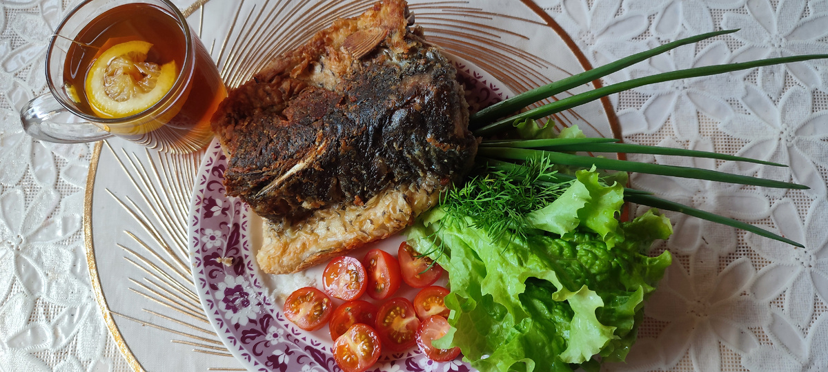 Рыбина была наверное на 1,5 кг. Это только её небольшой кусочек 😁