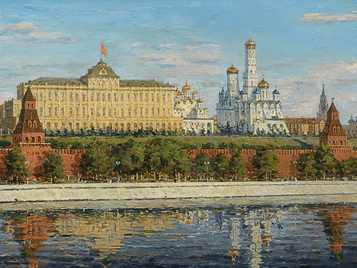 Бори Рыбченков. Москва. Вид на Кремль (фрагмент). 1947. Государственный художественный музей Алтайского края, Барнаул