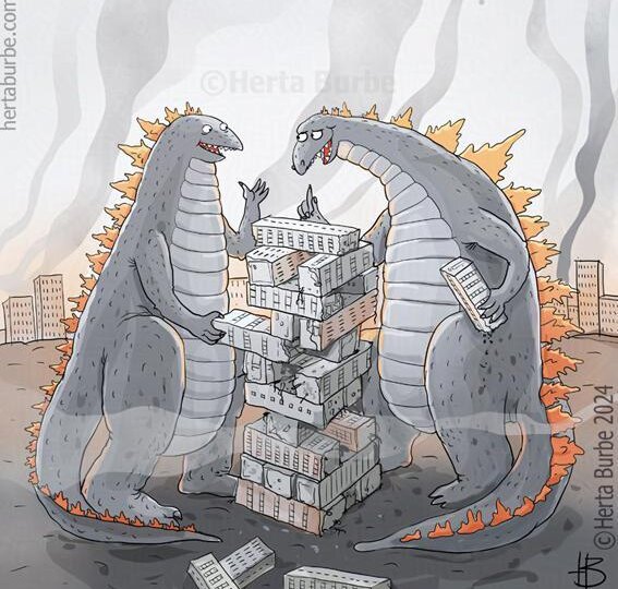 10 смешных комиксов и карикатур про Годзиллу