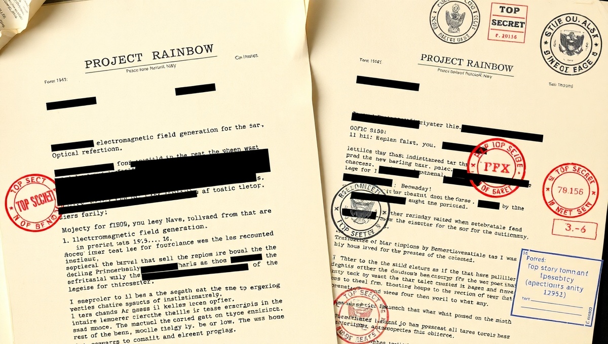 Изображение страниц из рассекреченных документов «Проекта Радуга» с грифом «Совершенно секретно».