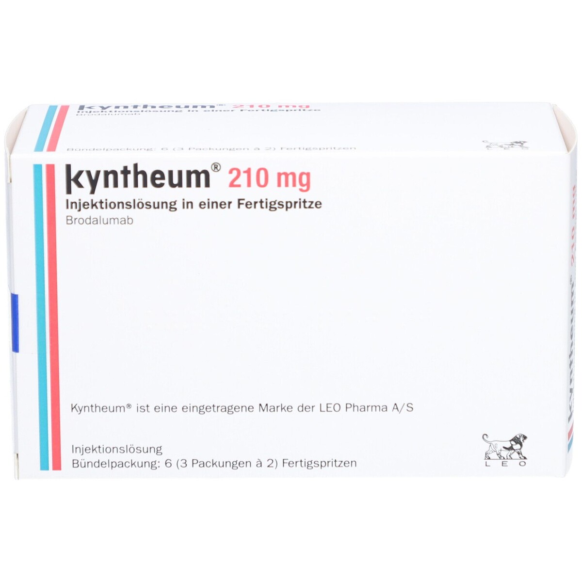  Kyntheum - это препарат для лечения псориаза. Активное вещество в нем называется бродалумаб. Он выпускается в виде инъекции с 210 мг раствора. Его вводят каждые две недели.

Препарат относится к группе биопрепаратов. Это антитела, которые воздействуют на определенные вещества в иммунной системе. Бродалумаб нацелен на семейство цитокинов интерлейкин-17, состоящее из пяти различных мессенджеров (от IL-17A до IL-17F). Они вызывают повышенное производство клеток кожи (кератиноцитов) и провоцируют воспаление. Однако сигнал передается только в том случае, если вещество-посланник соединяется с рецептором. ИЛ-17 подходит только к рецепторам ИЛ-17, как ключ к замку. В то время как секукинумаб и иксекизумаб вообще не дают образовываться ИЛ-17А, бродалумаб блокирует рецепторы ИЛ-17. ИЛ-17А и другие представители семейства ИЛ-17 не могут найти свободные рецепторы и, соответственно, избавиться от своих сигналов. Именно поэтому действующее вещество относится к антагонистам IL-17-R.

Суффикс «umab» указывает на то, что бродалумаб производится исключительно из человеческих белков. Таким образом, он не содержит животных белков. 