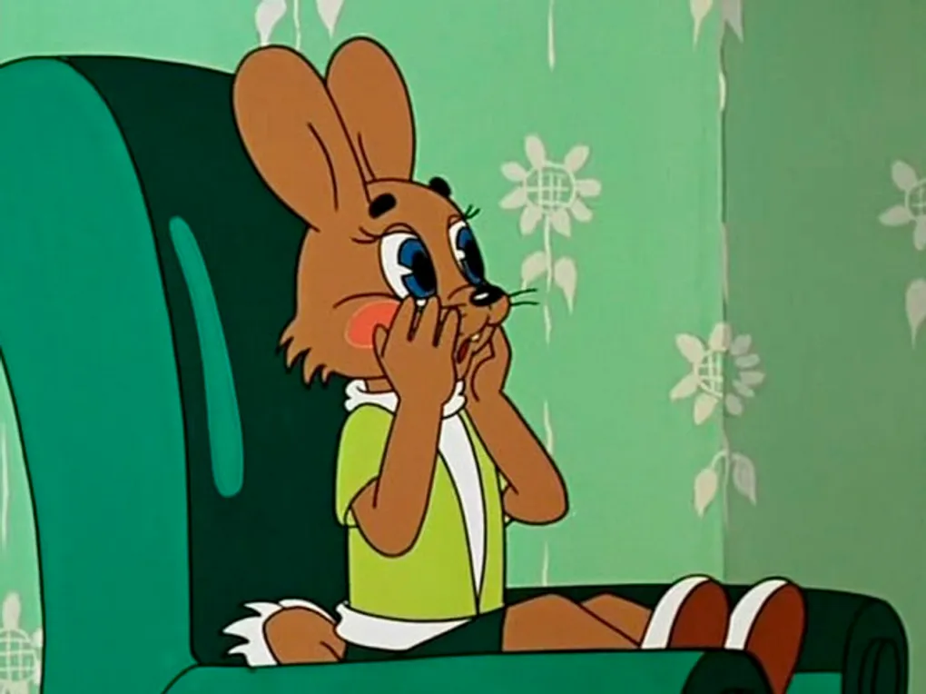 Кадр из мультипликационного фильма Вячеслава Котёночкина «Ну, погоди!» (1984)