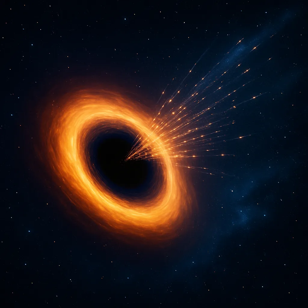 Художественное изображение черной дыры, медленно теряющей энергию из-за излучения Хокинга в глубоком космосе.
