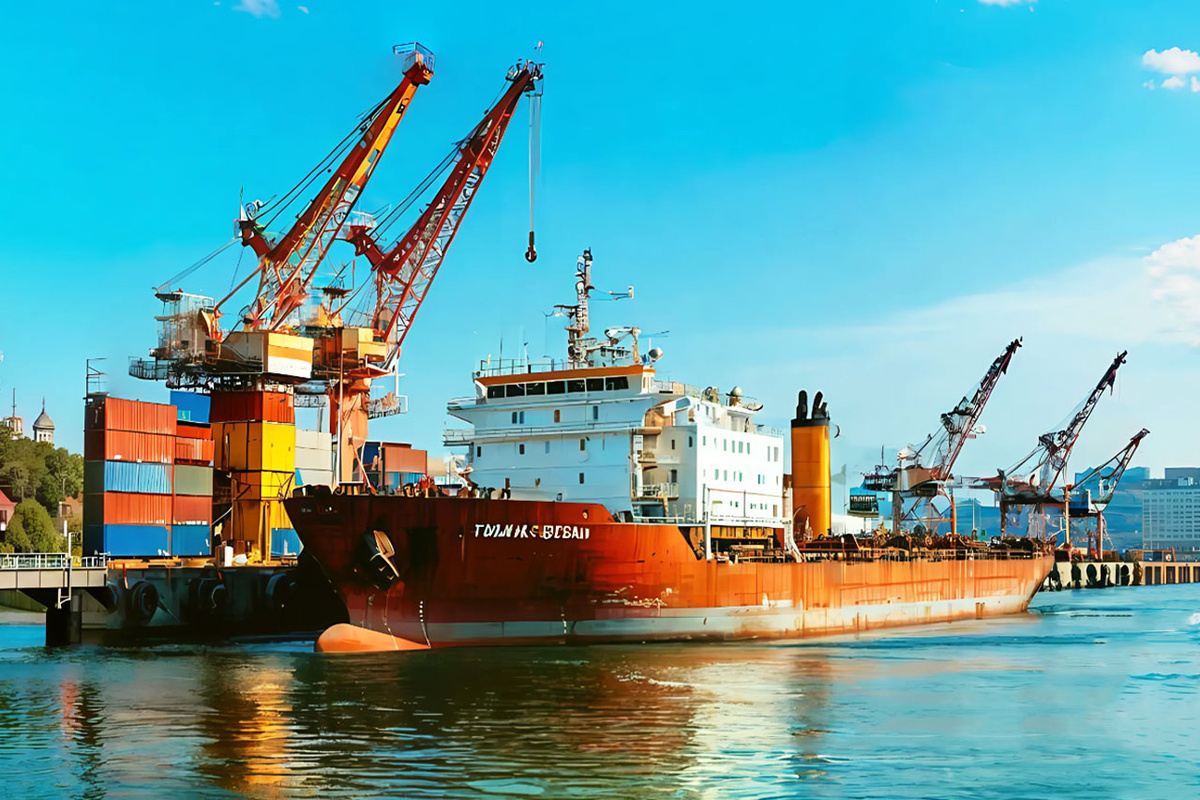 Транспортная полиция устанавливает причины утечки мазута в порту Петербурга.  Фото: Изображение сгенерировано нейросетью Kandinsky 3.1