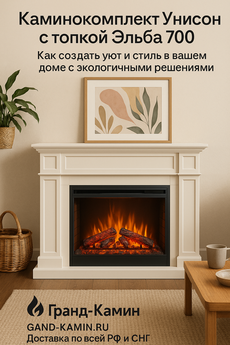    Каминокомплект Унисон с топкой Эльба 700 Ш: как создать уют и стиль в вашем доме с экологичными решениями Kamin