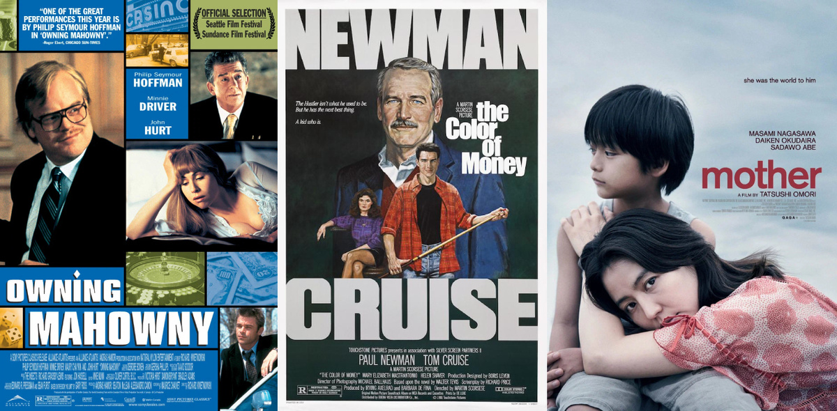 Постеры Одержимого (2002), Цвета денег (1986), Матери (2020). Взято с Кинопоиска: https://www.kinopoisk.ru/