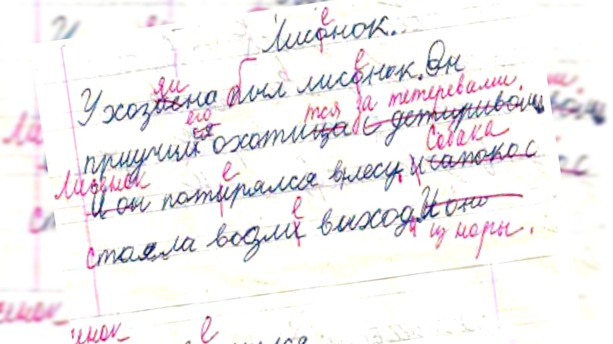 Пример работы ученика с дисграфией