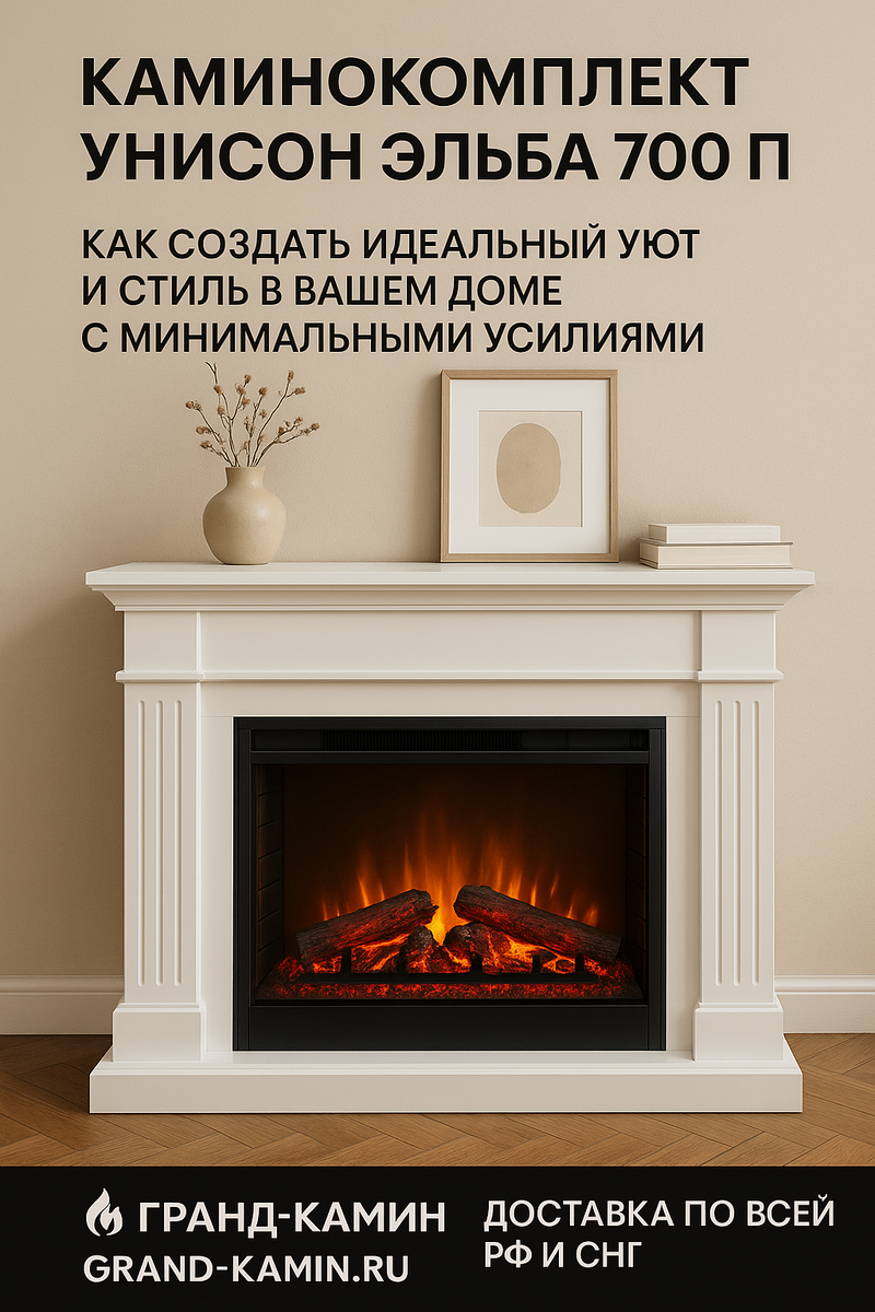    Каминокомплект Унисон Эльба 700 П: как создать идеальный уют и стиль в вашем доме с минимальными усилиями Kamin