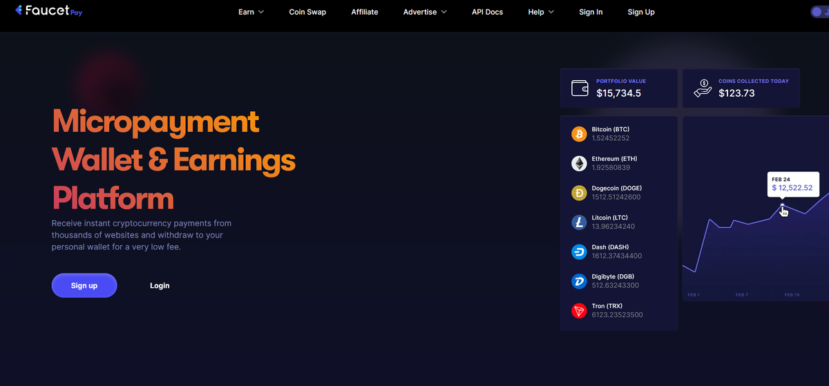 интерфейс FaucetPay