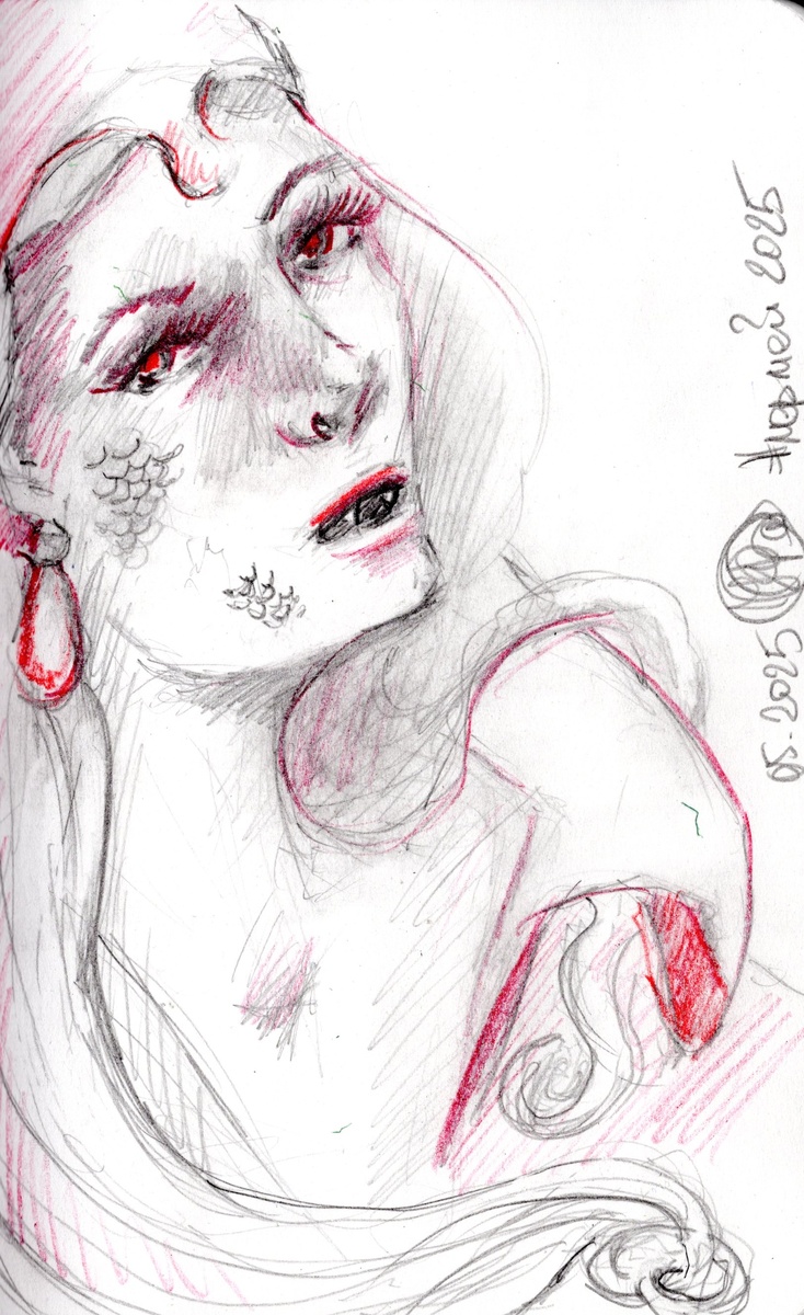 А с перерисовкой русалки вампира не задалось вообще. Настроение было не то.