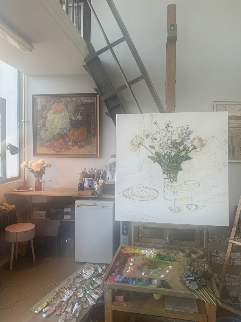 Полина Горецкая "Пионы" 2025 холст, масло 100х100