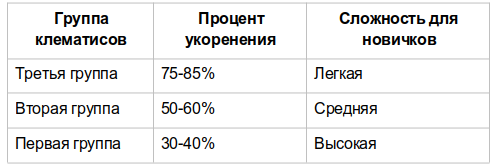  Клематисы третьей группы (слева) укореняются намного лучше махровых сортов