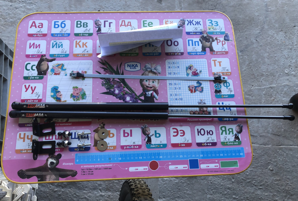 В комплекте 2 газовых упора и крепеж с кронштейнами