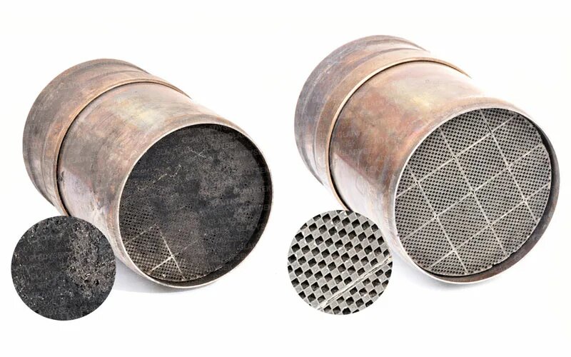 сажевый фильтр до и после промывки