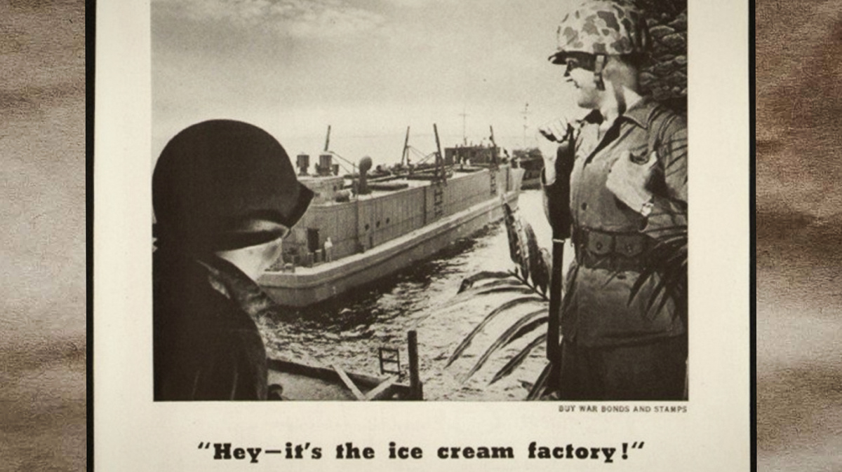 Реальное фото из американской газеты того времени. "Хей — это фабрика мороженого!" 
