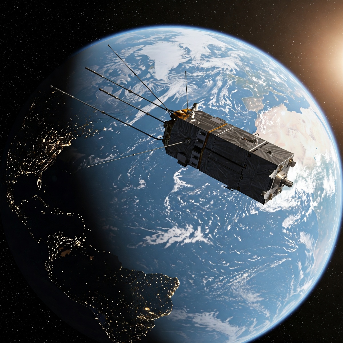 Спутник формата 3U в представлении нейросети