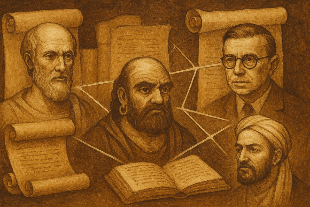 Философские синтезы сквозь века. Иллюстрация ИИ