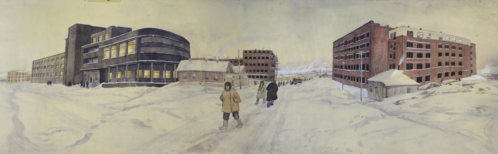 Евгений Федорович Бартольд (1900–1942) Фрагмент 12-метровой панорамы Мурманска, 1933-34гг (из фондов Мурманского областного краеведческого музея). Источник: mokm51.ru