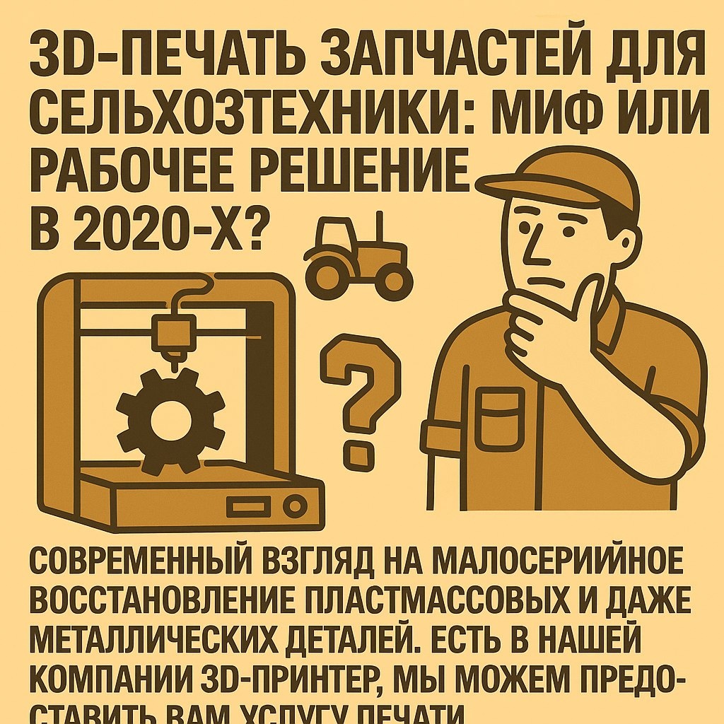 3D-печать запчастей для сельхозтехники: миф или рабочее решение в 2020-х?