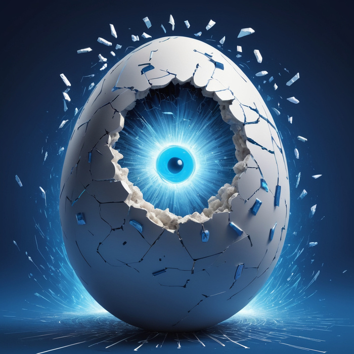 Мем-агент материализуется в виде изменчивой цифровой сущности, сотканной из трендовых хэштегов и повреждённых потоков данных.