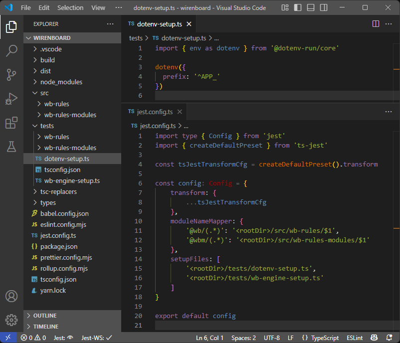 Файл модуля dotenv-setup и конфигурация Jest