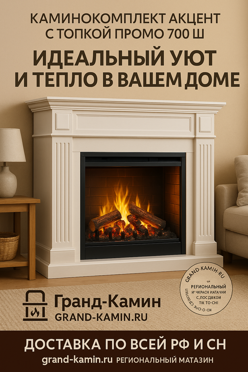    Каминокомплект Акцент с топкой Промо 700 Ш для идеального уюта и тепла в вашем доме Kamin