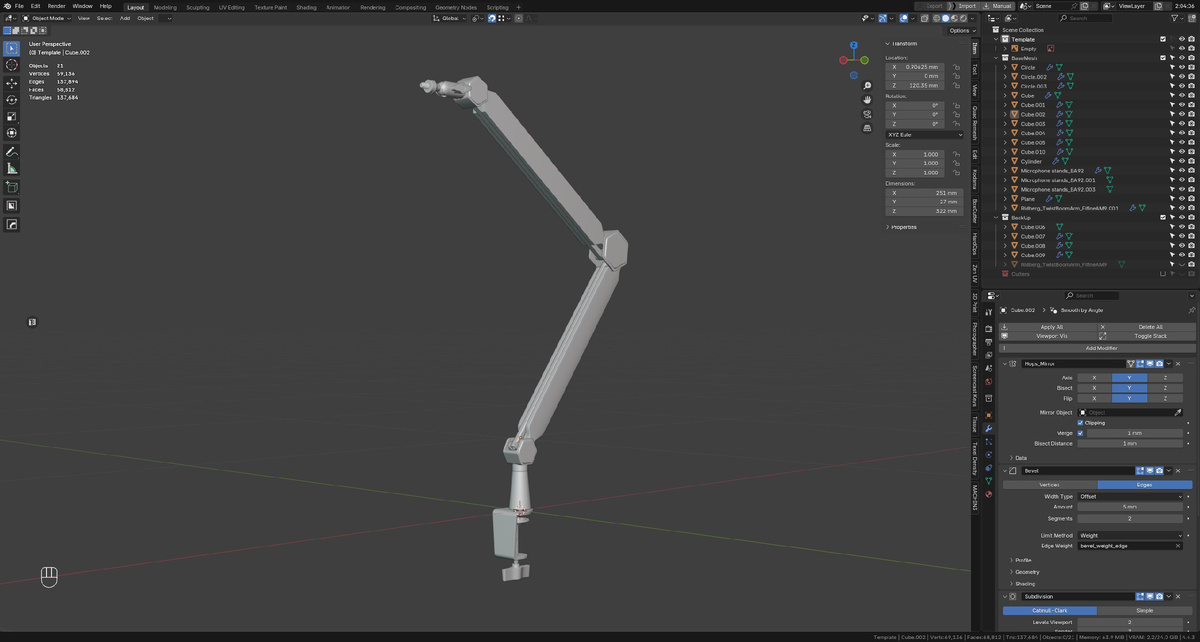 Модель стойки в процессе
