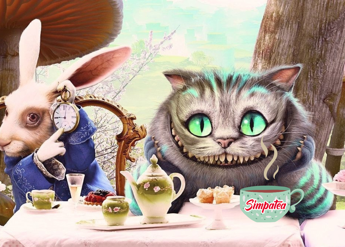 Чеширский Кот с Мартовским Зайцем за чаепитием