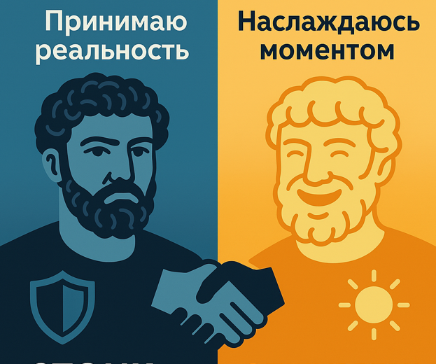 Стоик+ Эпикуреец. Изображение ИИ.