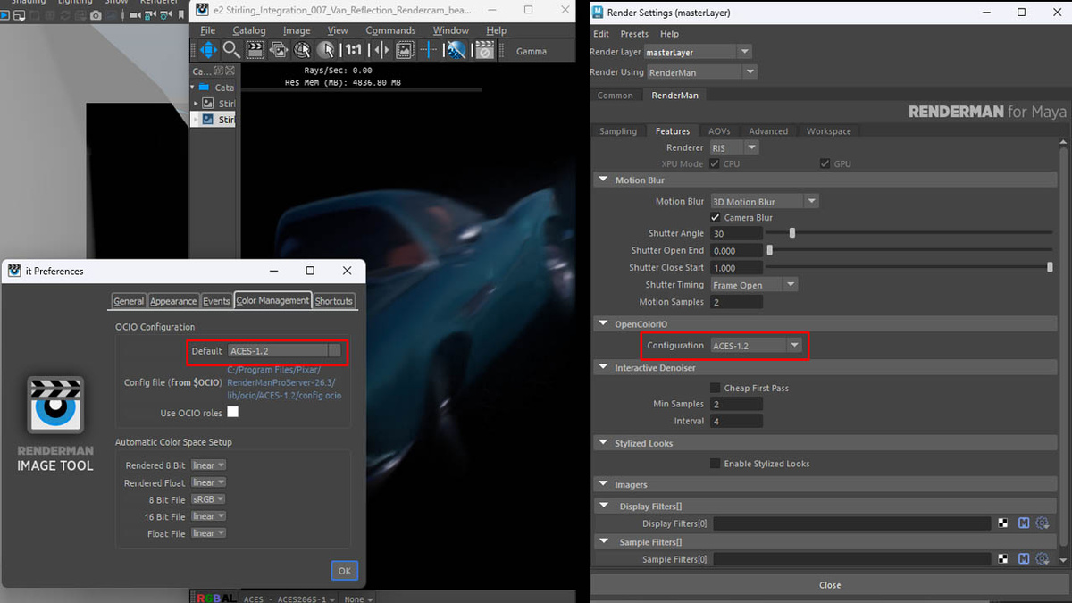 Управление цветом в RenderMan для Maya