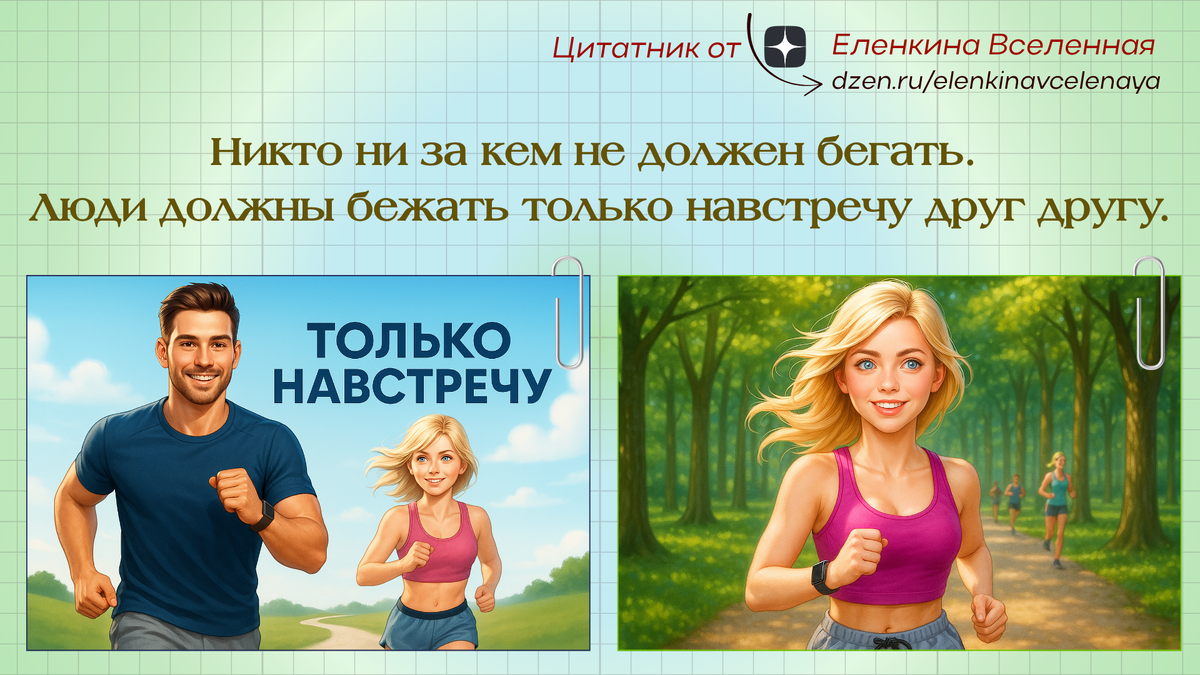 Никто ни за кем не должен бегать. Люди должны бежать только навстречу друг другу.