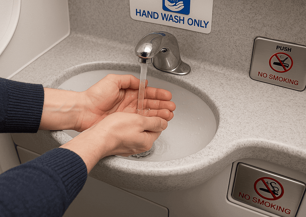    Оказывается, мыть руки в туалете самолета — не лучшая идея.