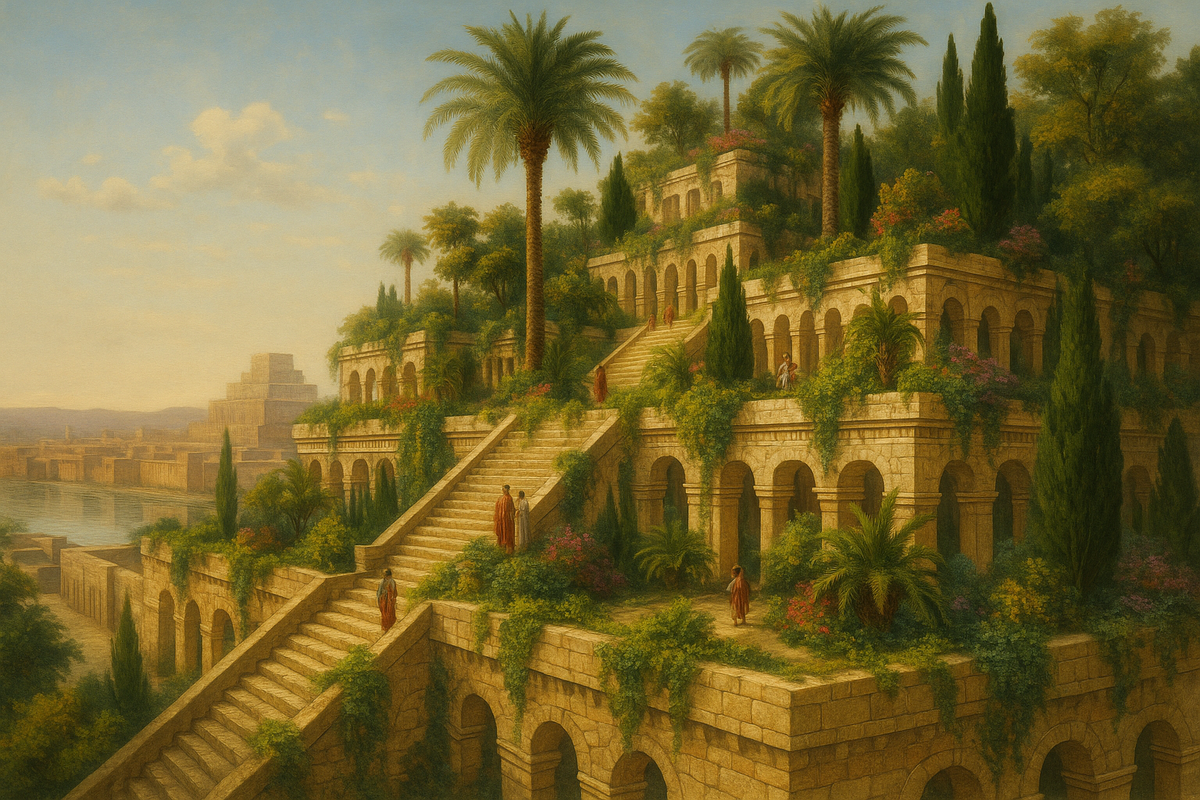 Висячие сады. Сгенерировано ИИ.