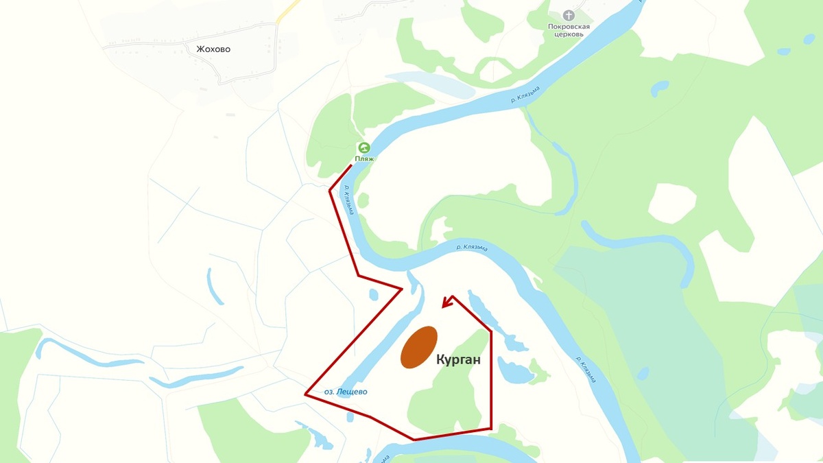 Карта с описание, как добраться до могилы Евпатия Коловрата