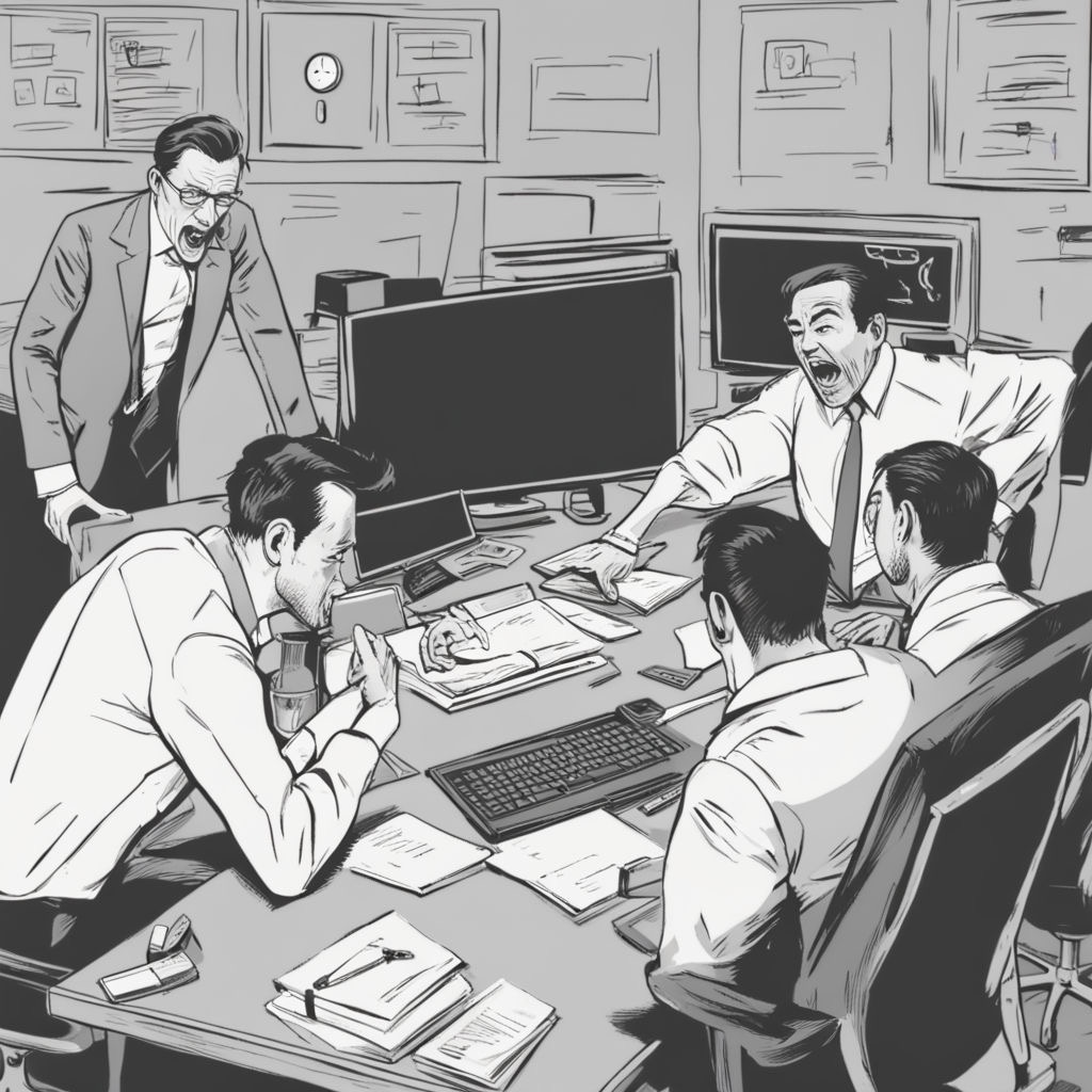 Так по мнению нейросети выглядит команда ИБшников, которая поняла что их атаковали, и руководители которые недовольны их работой и финансовым ущербом.