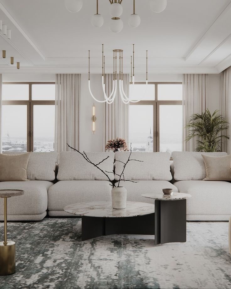 Интерьер гостиной в светлых тонах