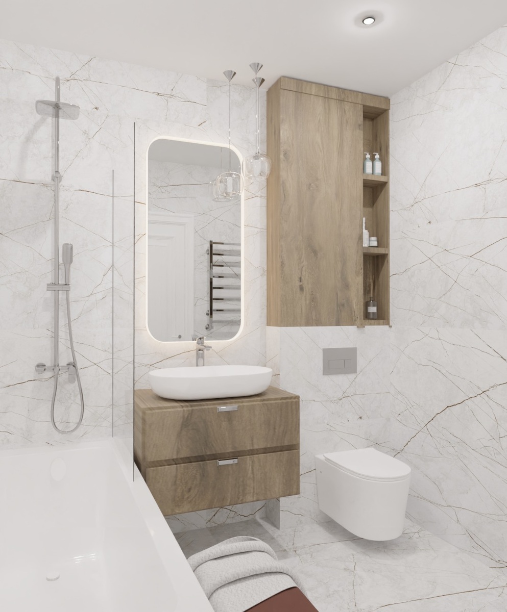 керамогранит под мрамор Idalgo Сандра на полу и стенах