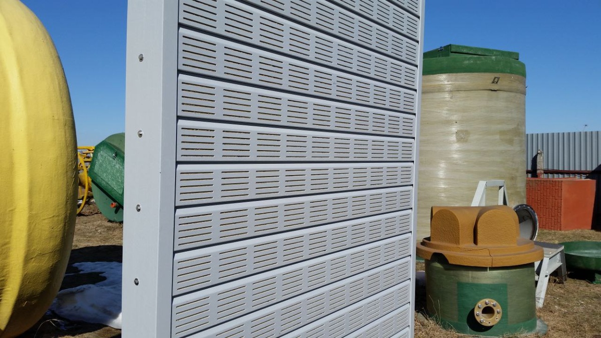 Шумозащитный экран с применением композитного акустического профиля