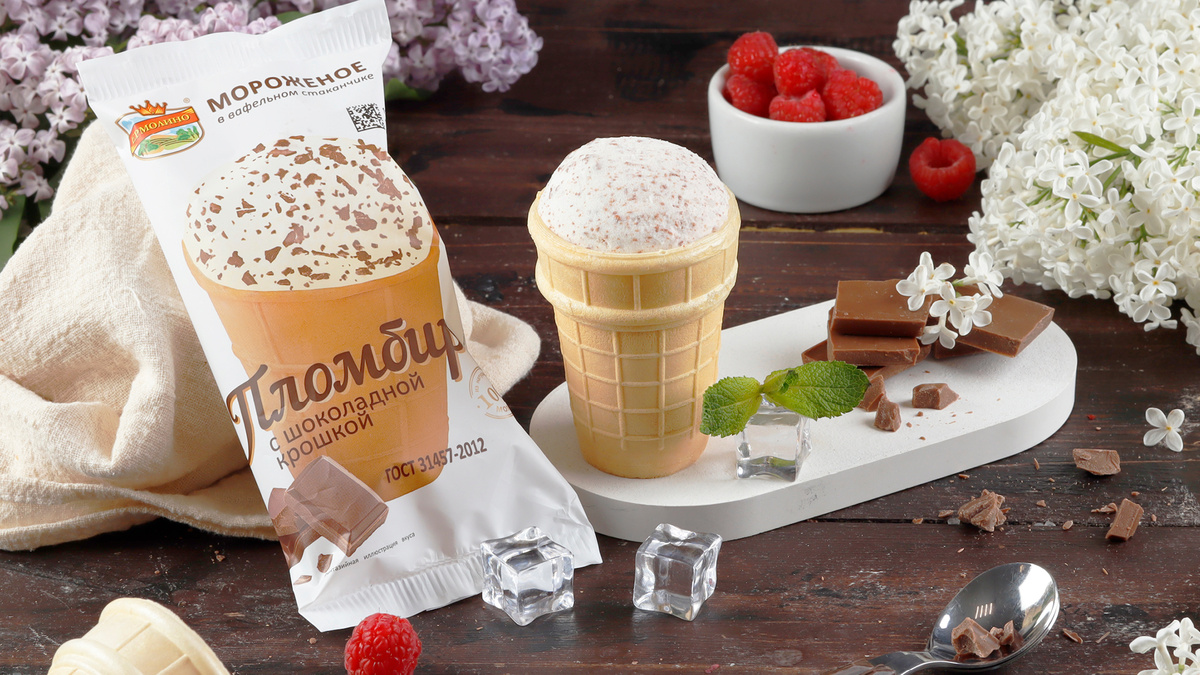 Пломбир с шоколадной крошкой ТМ «ЕРМОЛИНО»