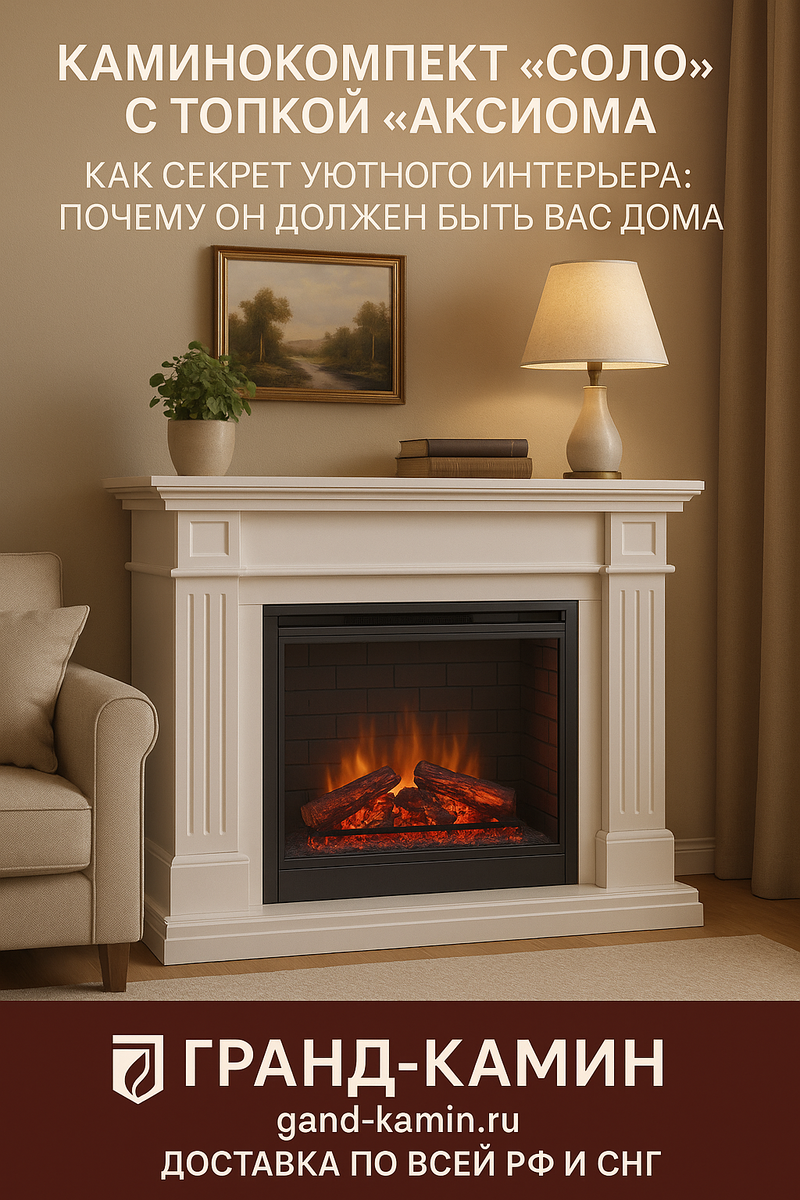    Каминокомплект Соло с топкой Аксиома как секрет уютного интерьера: почему он должен быть у вас дома Kamin