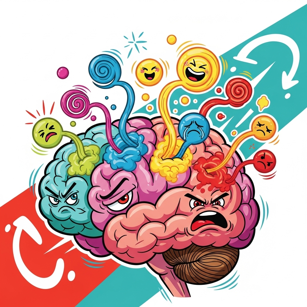 Мозг, обрабатывающий эмоции, красочный и выразительный