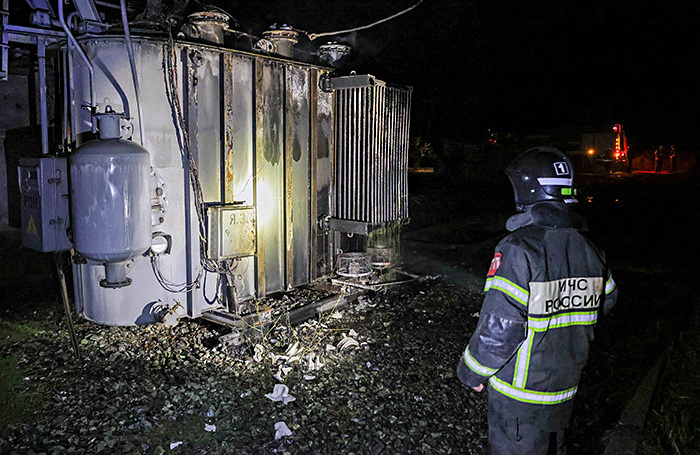    Последствия атаки беспилотников ВСУ на электроподстанцию в Херсонской области.Алексей Коновалов/ТАСС
