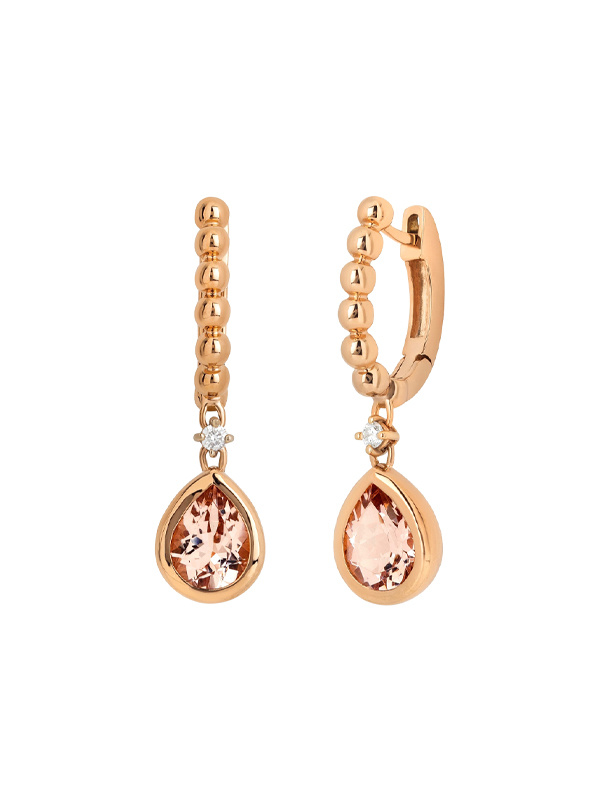 Серьги Casato Boutique Paris из розового золота с бриллиантами и морганитами 